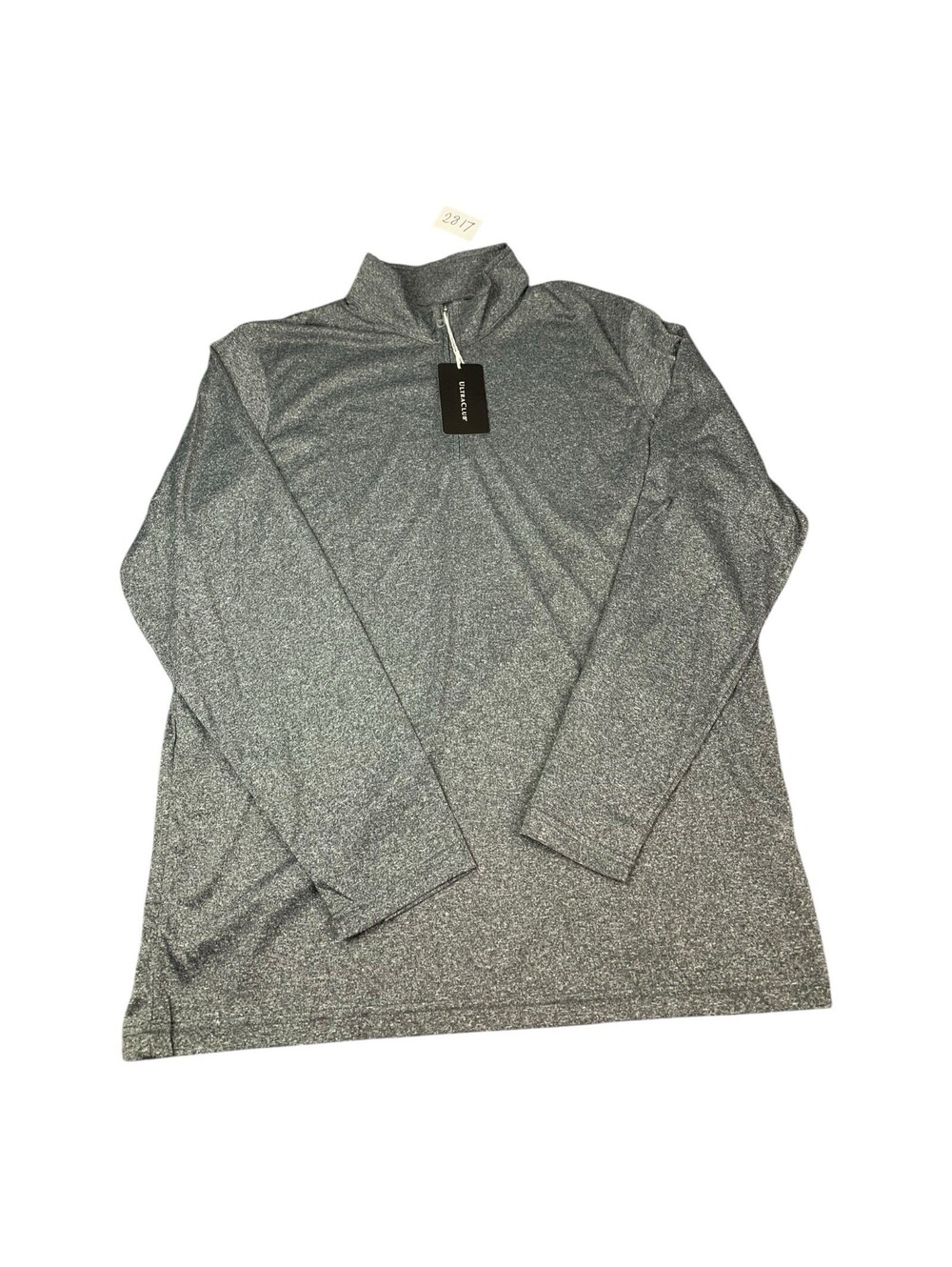 Ultra Club Mens 1/4 Zip Pullover Heather Gray Moisture Wicking Size XL New